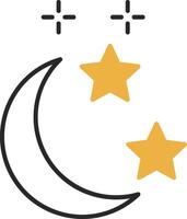 Luna y estrella desollado lleno icono vector