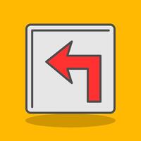 Turn Left Filled Shadow Icon vector