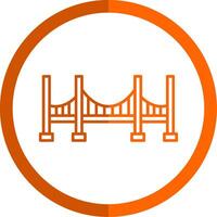 puente línea naranja circulo icono vector