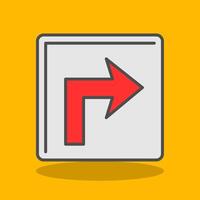 Turn Right Filled Shadow Icon vector