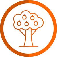 Fruit Tree Line Orange Circle Icon vector