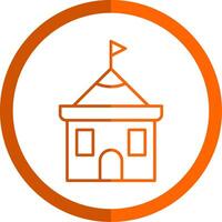 templo línea naranja circulo icono vector