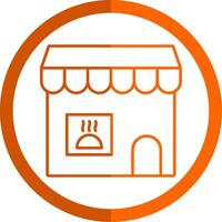 Grocery Store Line Orange Circle Icon vector