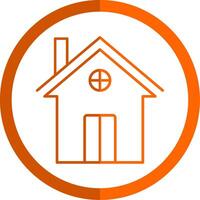 casa línea naranja circulo icono vector