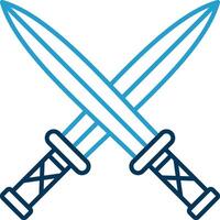 Two Swords Line Blue Two Color Icon vector