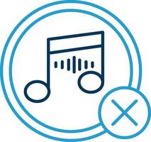 No música línea azul dos color icono vector