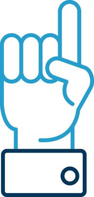 Raised Finger Line Blue Two Color Icon