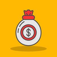 Money Bag Filled Shadow Icon vector