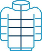 Puffer Coat Line Blue Two Color Icon vector