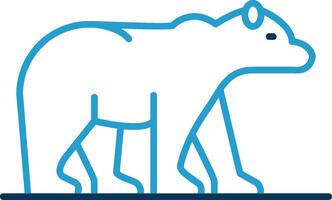 Polar Bear Line Blue Two Color Icon vector