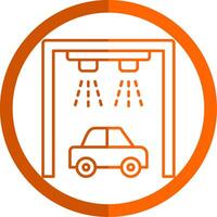 Car Wash Line Orange Circle Icon vector