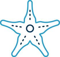 estrella de mar línea azul dos color icono vector