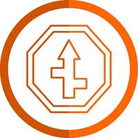 Crossways Sign Line Orange Circle Icon vector