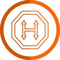 Junction Line Orange Circle Icon vector