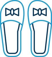 Slippers Line Blue Two Color Icon vector