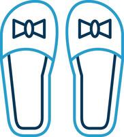 Slippers Line Blue Two Color Icon vector