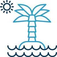 Desert Island Line Blue Two Color Icon vector