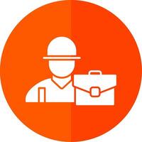 trabajador glifo rojo circulo icono vector