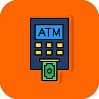 Atm Machine Filled Orange background Icon vector