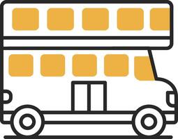 Double Bus Skined Filled Icon vector