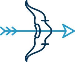 Bow And Arrow Line Blue Two Color Icon vector