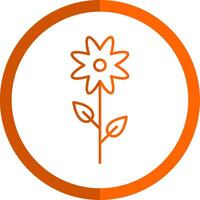 Flower Line Orange Circle Icon vector