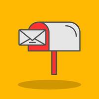 correo caja lleno sombra icono vector