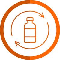 Bottle Recycling Line Orange Circle Icon vector