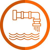 Water Pollution Line Orange Circle Icon vector
