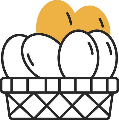 Eggs Basket Skined Filled Icon