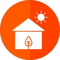 Eco House Glyph Red Circle Icon vector