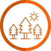 Pine Trees Line Orange Circle Icon vector