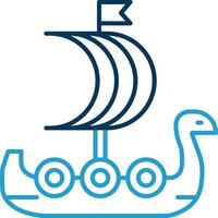vikingo Embarcacion línea azul dos color icono vector