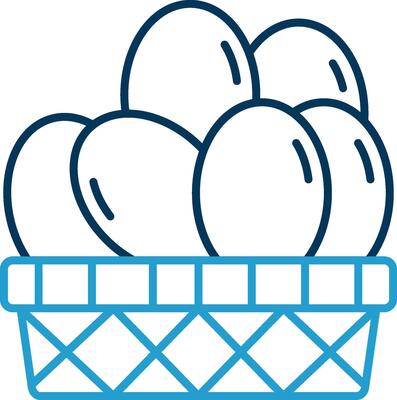 Eggs Basket Line Blue Two Color Icon