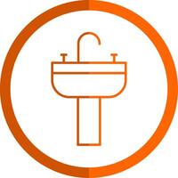 lavabo línea naranja circulo icono vector