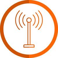 antena línea naranja circulo icono vector