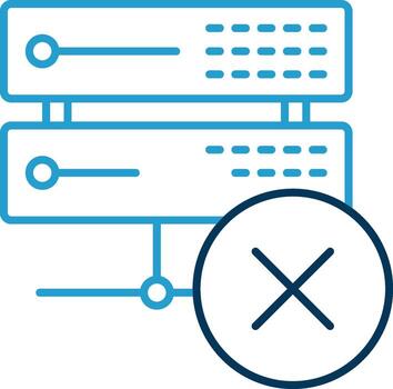 Eliminar datos línea azul dos color icono vector