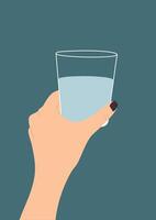 a hand holding a glass of water vector