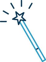 Magic Wand Line Blue Two Color Icon vector