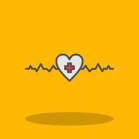 Heartbeat Filled Shadow Icon vector