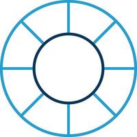 color rueda línea azul dos color icono vector