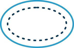 oval línea azul dos color icono vector