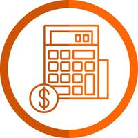 Calculator Line Orange Circle Icon vector