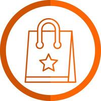 Shopping Bag Line Orange Circle Icon vector