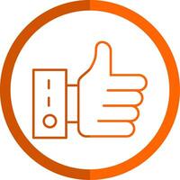 Thumb Up Line Orange Circle Icon vector