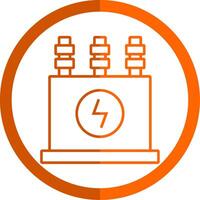 Power Transformer Line Orange Circle Icon vector