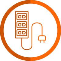 Extension Cord Line Orange Circle Icon vector