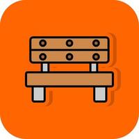 Bench Filled Orange background Icon vector