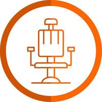 Barber Chair Line Orange Circle Icon vector