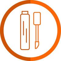 Lip Gloss Line Orange Circle Icon vector